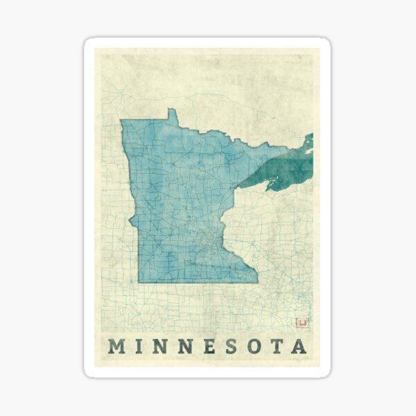 Minnesota State Map Blue Vintage Sticker