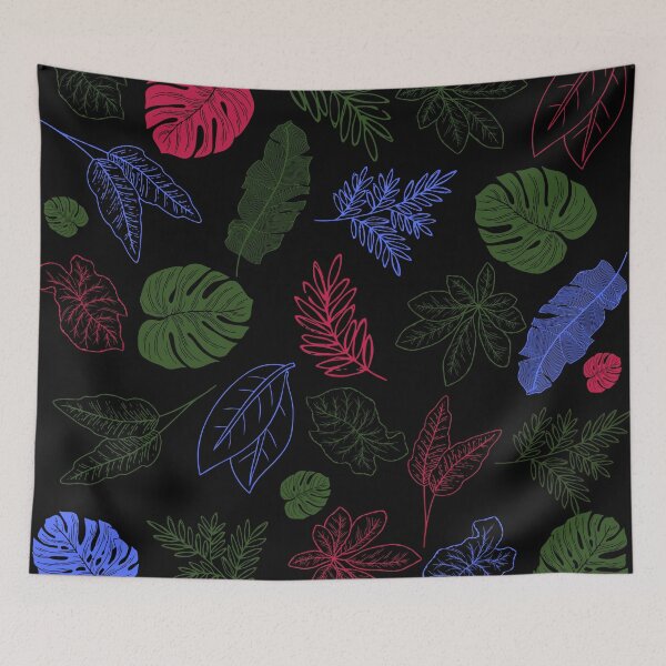 Item preview, Green, blue and pink tropical leaves designed and sold by KamTamDesigns11.