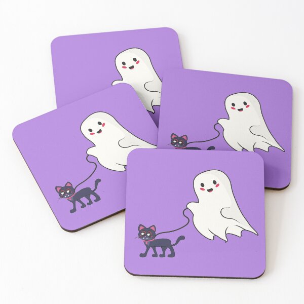 Item preview, Cute ghost walking a vampire cat  designed and sold by vixfx.