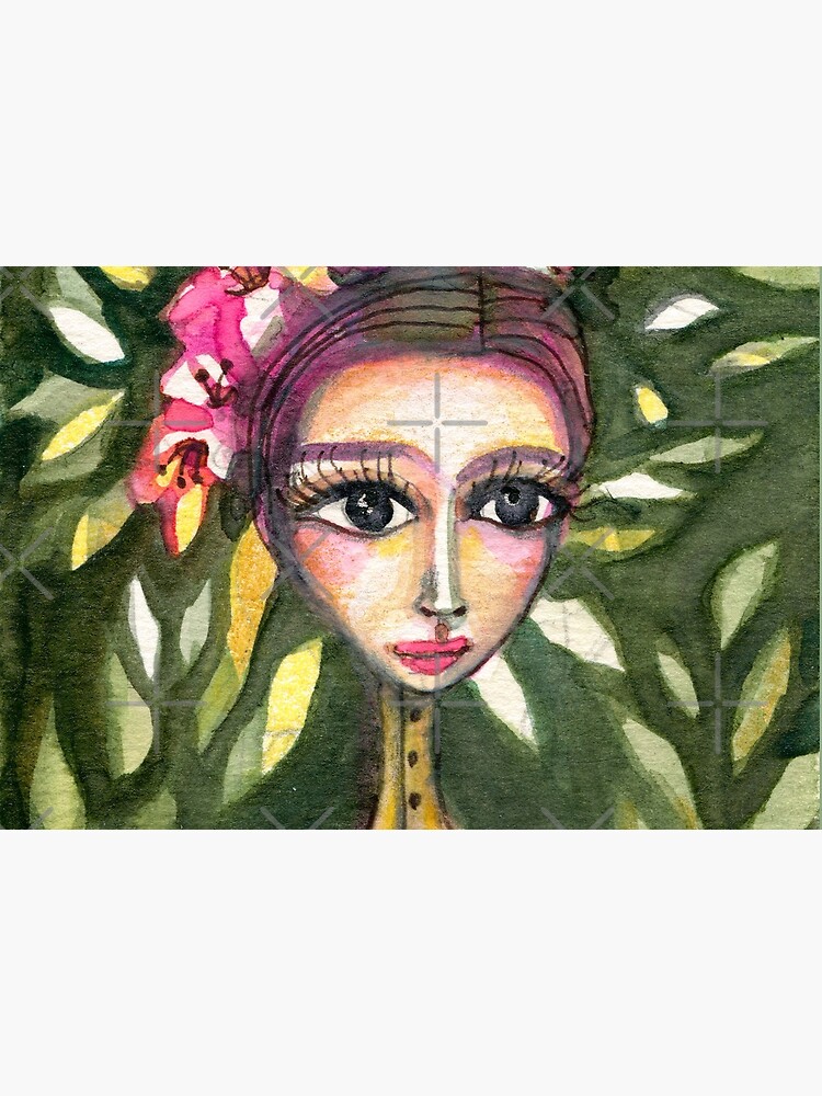 Frida Kahlo Portrait in Pink Corset and Foliage, Frida art, Meloearth by meloearth