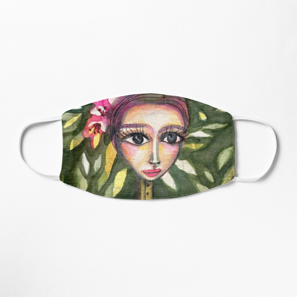 Frida Kahlo Portrait in Pink Corset and Foliage, Frida art, Meloearth Mask