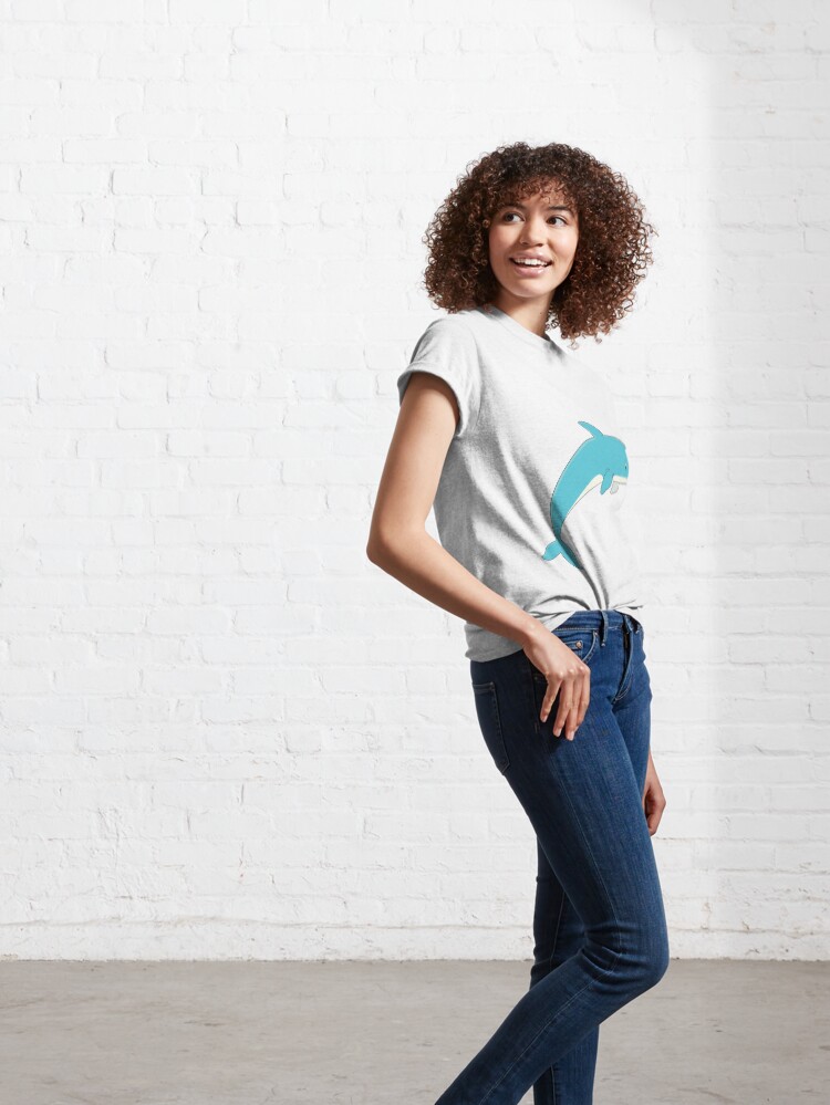 Alternate view of blue dolphin in a jump Classic T-Shirt