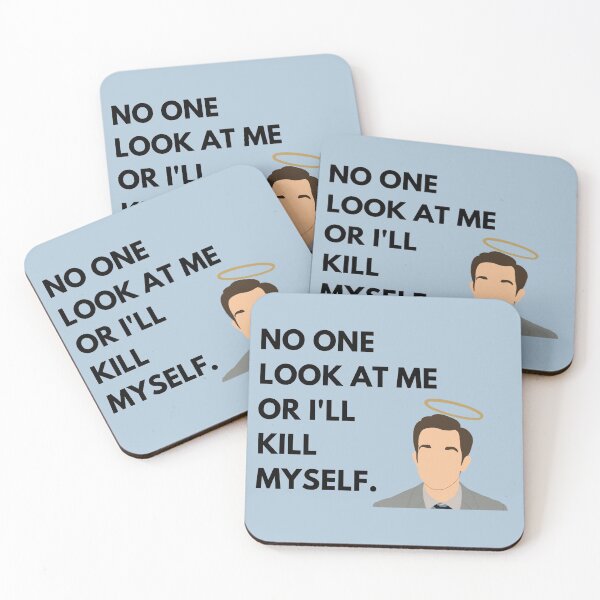 Item preview, John Mulaney Halo Quote Blue - "No one look at me or I'll kill myself" designed and sold by Kristin Orsi.