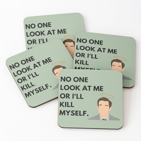 Item preview, John Mulaney Halo Quote - "No one look at me or I'll kill myself" designed and sold by Kristin Orsi.