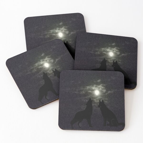 Item preview, coyotes and the moon designed and sold by BellsPainting.