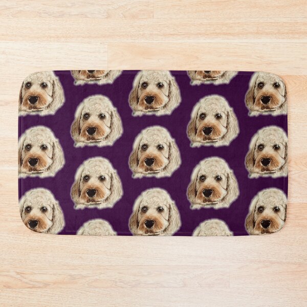 Item preview, Cavapoo dog hand painted on plum background designed and sold by Jennifer Morcom.