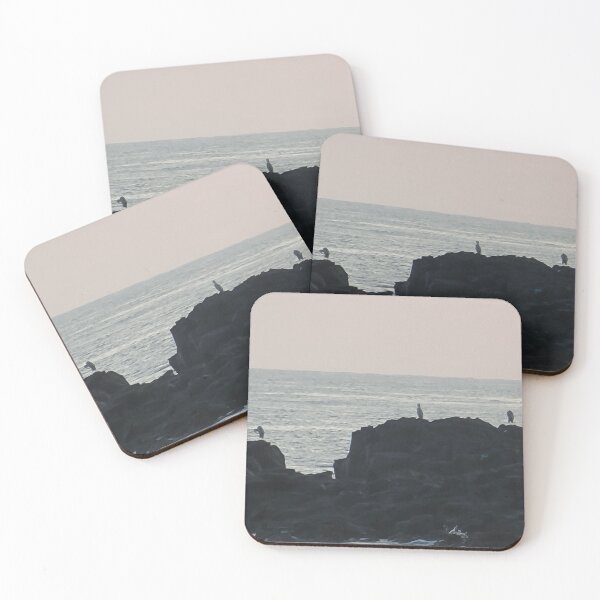 Item preview, Migratory birds resting on rocks in the sea at sunrise on the jeju  island sea in Korea. designed and sold by human8891.
