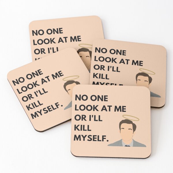 Item preview, John Mulaney Halo Quote Orange - "No one look at me or I'll kill myself" designed and sold by Kristin Orsi.