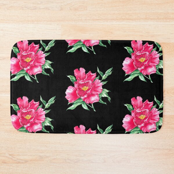 Item preview, Watercolor pink peony on the black background  designed and sold by sentimentalica.
