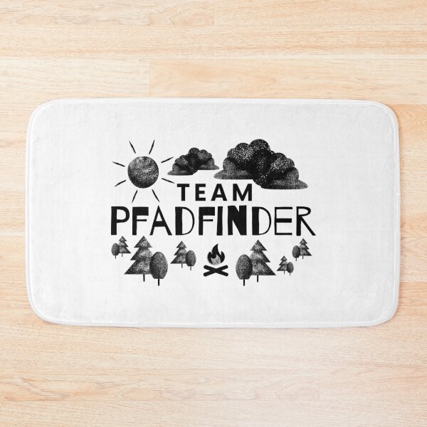Item preview, Team Pathfinder Sticker eng. Version in black with fireplace forest clouds sun designed and sold by Shirtilike.