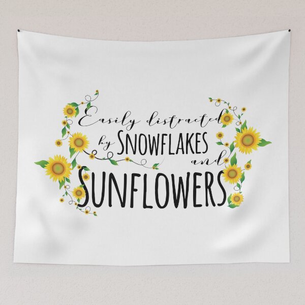 Item preview, Easily distracted by snowflakes and sunflower in white designed and sold by Sunflowerforher.