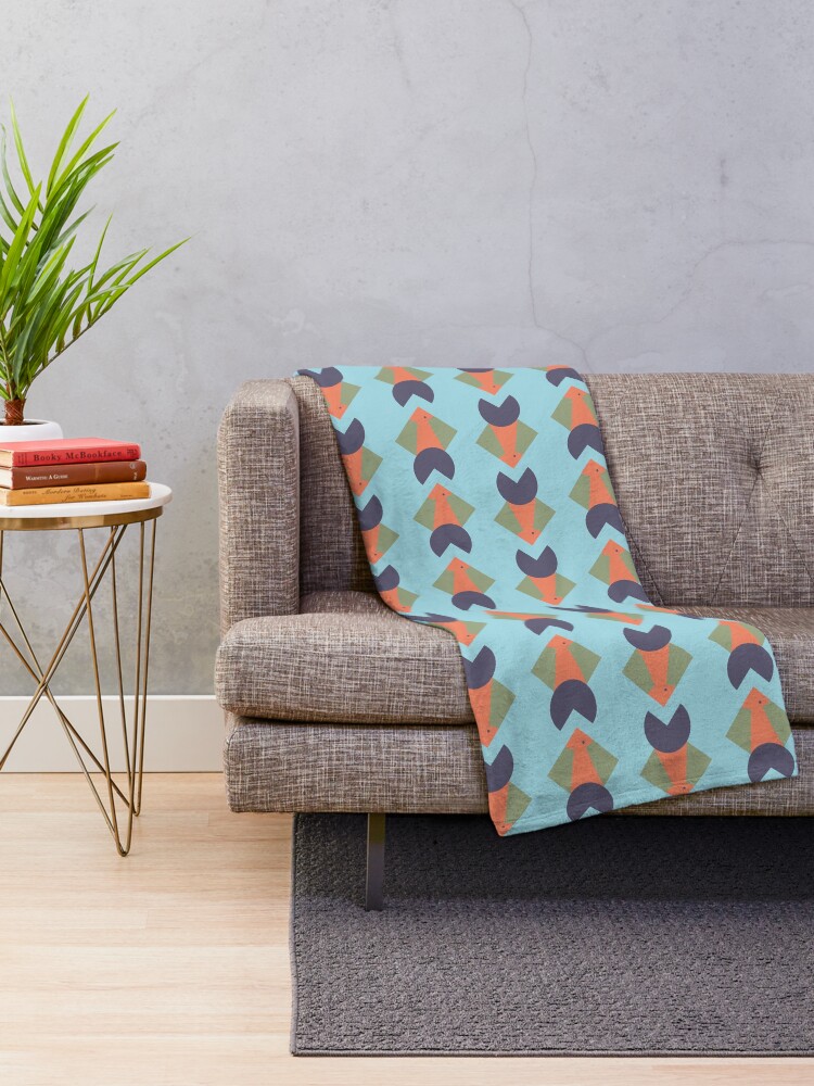 Alternate view of geometric fish Throw Blanket