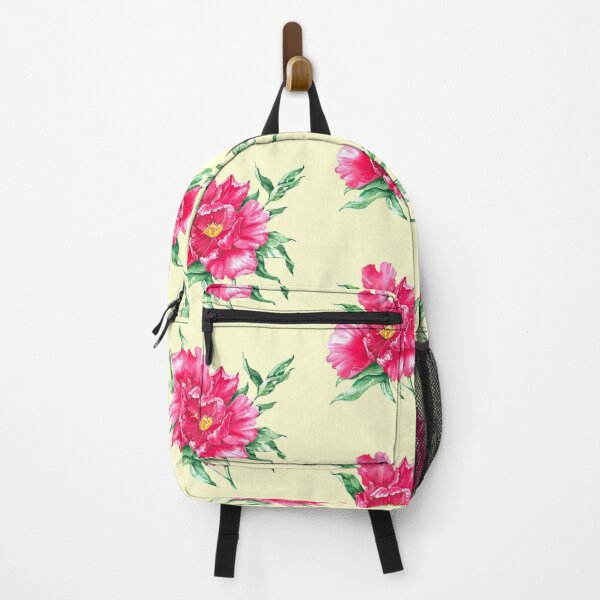 Item preview, Hand-painted watercolor pink peony on the pastel yellow background designed and sold by sentimentalica.