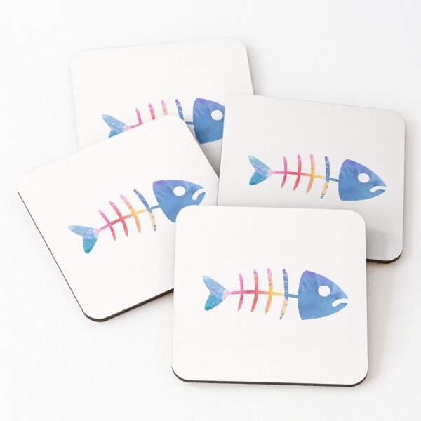 Item preview, Fish bone blue and pink watercolor designed and sold by Space Art.