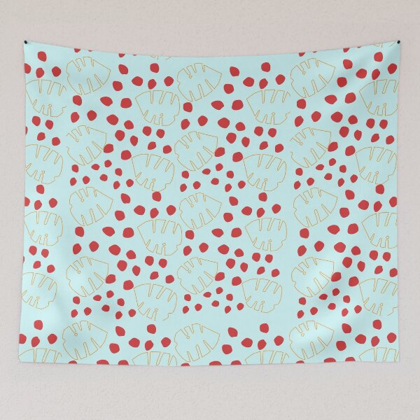 Item preview, pastel blue with leaf and red dots designed and sold by 3Akshithaa.