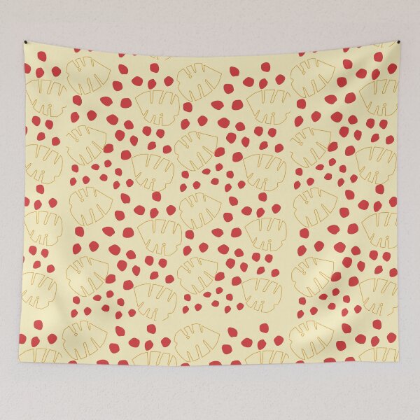 Item preview, pastel yellow with leaf and red dots designed and sold by 3Akshithaa.
