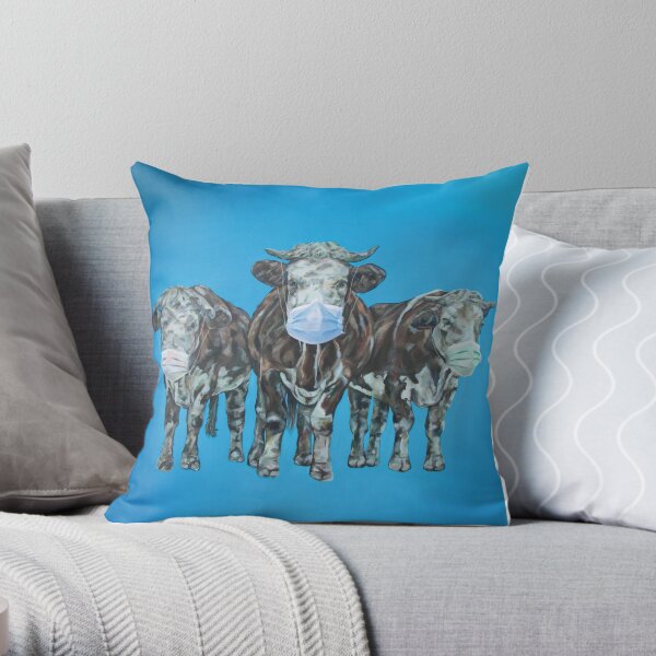 Herd Immoooonity. Popular cow art by Sam Fenner. Throw Pillow