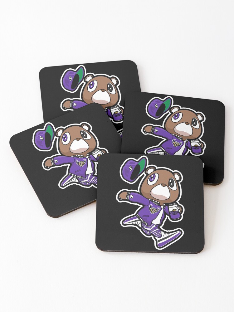 Kanye West Dropout Bear Baltimore Ravens Vintage Graduation Coasters Set Of 4 By Studiolucha Redbubble