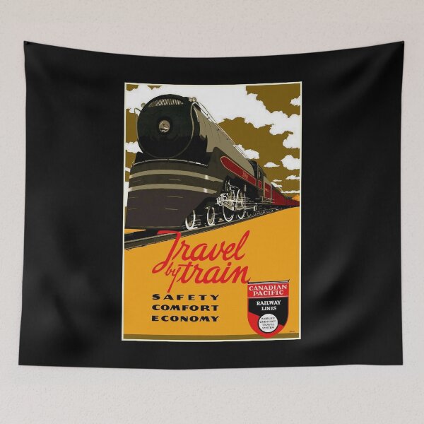 Item preview, Travel by Train retro poster designed and sold by CorasPosters.