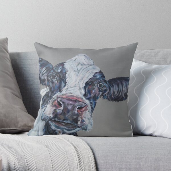 You Had Me At Moo. Popular cow art by Sam Fenner Throw Pillow