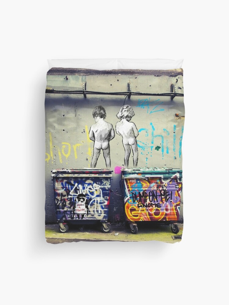 Thumbnail 1 of 2, Duvet Cover, Banksy Chill the Duck Out designed and sold by WE-ARE-BANKSY.