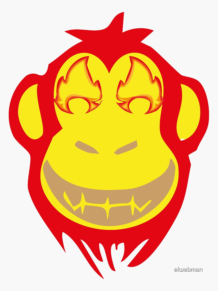 Thumbnail 3 of 3, Sticker, Fire monkey designed and sold by elwebman.