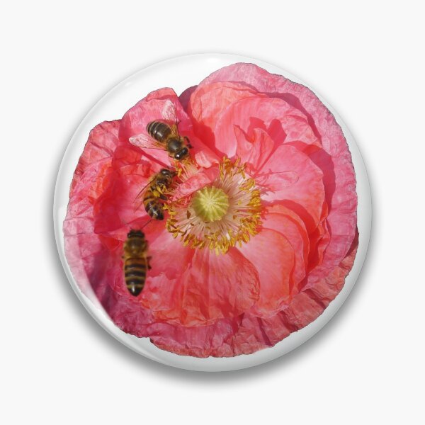 Aperçu de l'œuvre Photographie d'abeilles et de pavot rose créée et vendue par TeeandToast.