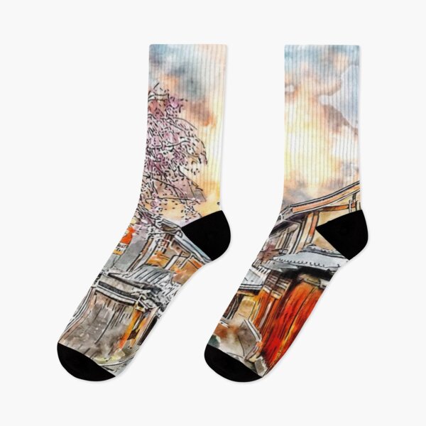 Item preview, Kyoto village watercolor designed and sold by Rakos-Merch.