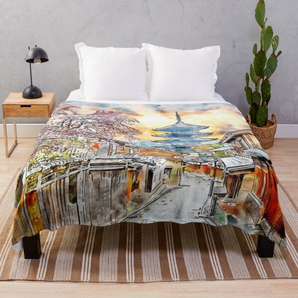 Item preview, Kyoto village watercolor designed and sold by Rakos-Merch.