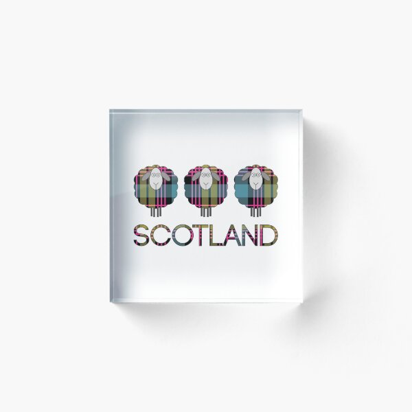 Item preview, Trio of Scottish Pink, Blue and Yellow Tartan Patterned Sheep designed and sold by MacPean.