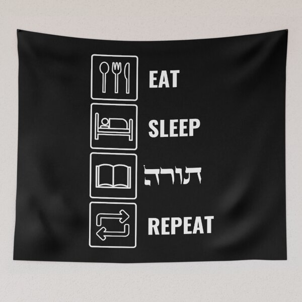 Item preview, Eat Sleep Torah Repeat! Jewish Humor designed and sold by Amber Dove Studio.
