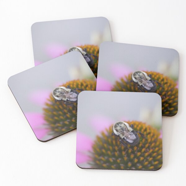 Item preview, Pink Coneflower with Visiting Bee designed and sold by Amy Dundon.