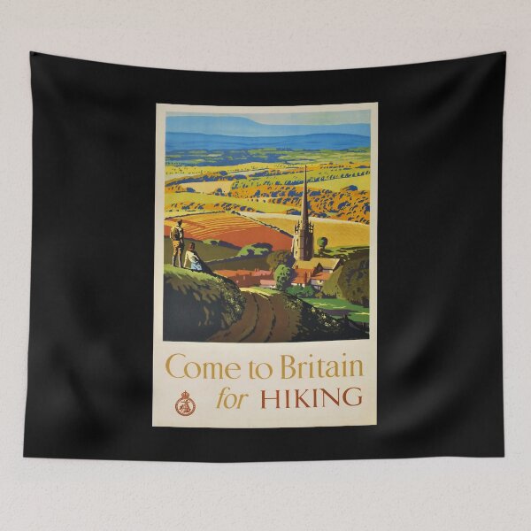Item preview, Come to Britain for Hiking retro poster designed and sold by CorasPosters.