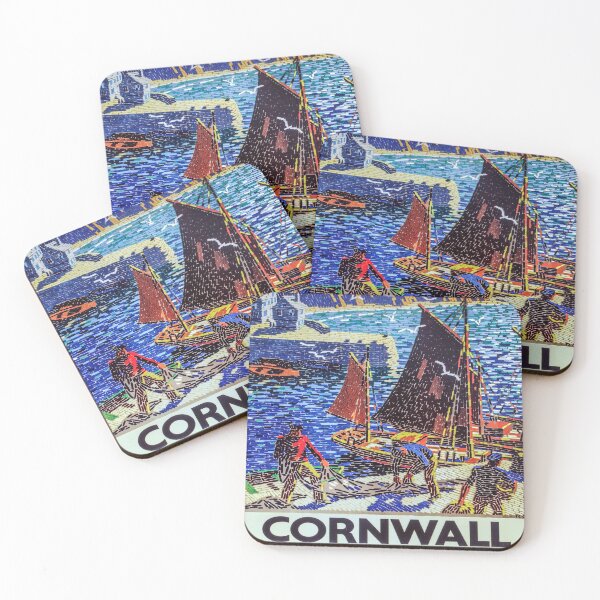 Item preview, Cornwal retro poster designed and sold by CorasPosters.