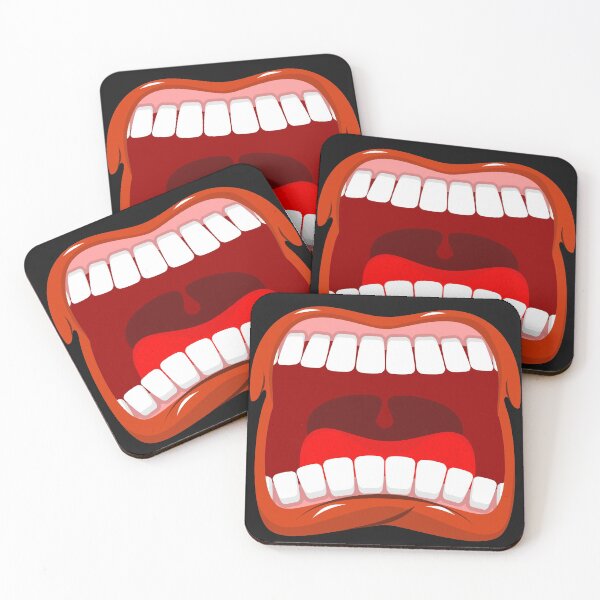 Item preview, Wide open mouth screaming, red lips, white teeth, pink gums, red tongue, tonsils, cartoon, unisex designed and sold by JellyBeenzz.