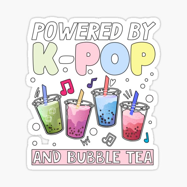 Cute Boba K Pop Bubble Milk Tea Korean Finger Heart Kpop Sticker