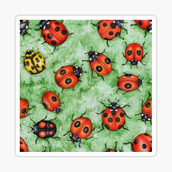 Ladybirds on Green Sticker