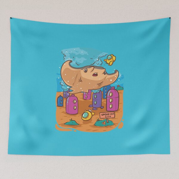 Item preview, Cute manta ray visiting Under Sea City designed and sold by MissCookieFairy.