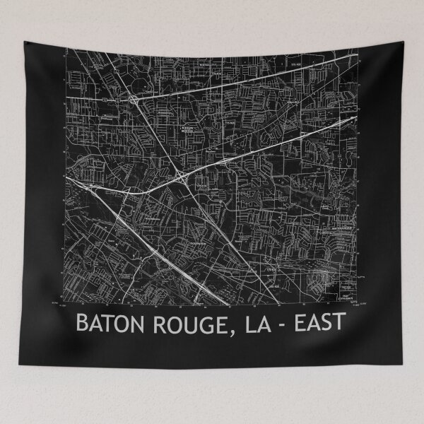 Item preview, Baton Rouge, LA - EAST Topographical Map Black designed and sold by PGHPhotoCo.