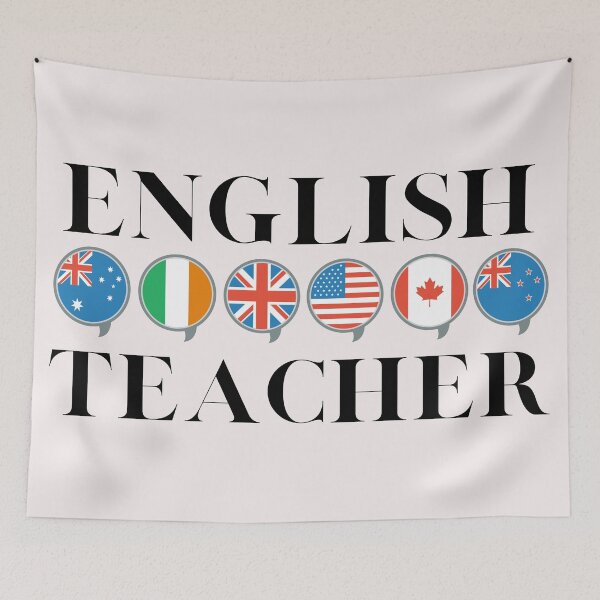 Item preview, English Teacher Gift Flags Speech Bubbles designed and sold by Time4German.