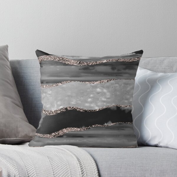 Item preview, Black Gray White Agate Rose Gold Stripe Glam #1 (Photo of Glitter Only - Not Reflective) designed and sold by Anita's & Bella's Art.