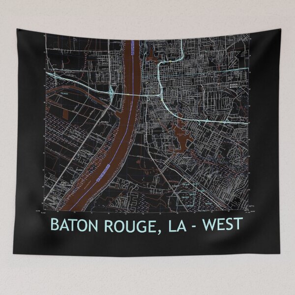 Item preview, Baton Rouge, LA - WEST Topographical Map Dark designed and sold by PGHPhotoCo.