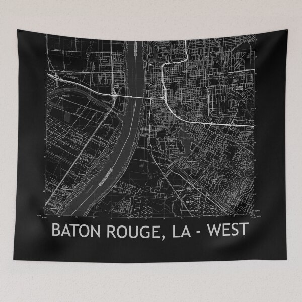 Item preview, Baton Rouge, LA - WEST Topographical Map Black designed and sold by PGHPhotoCo.