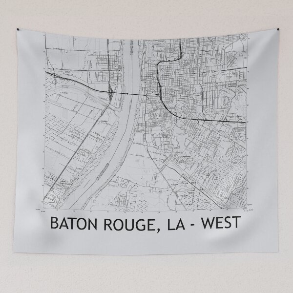 Item preview, Baton Rouge, LA - WEST Topographical Map Grey designed and sold by PGHPhotoCo.