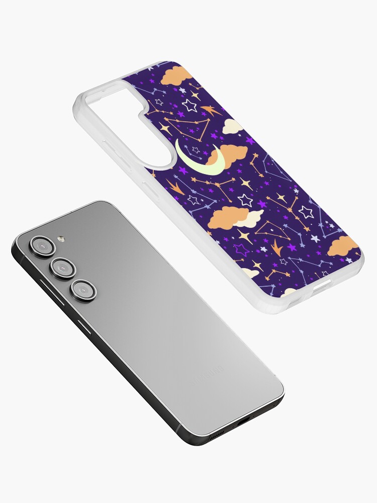 Thumbnail 2 of 4, Samsung Galaxy Phone Case, Constellation Stars and Moons in Halloween Colours designed and sold by evannave.