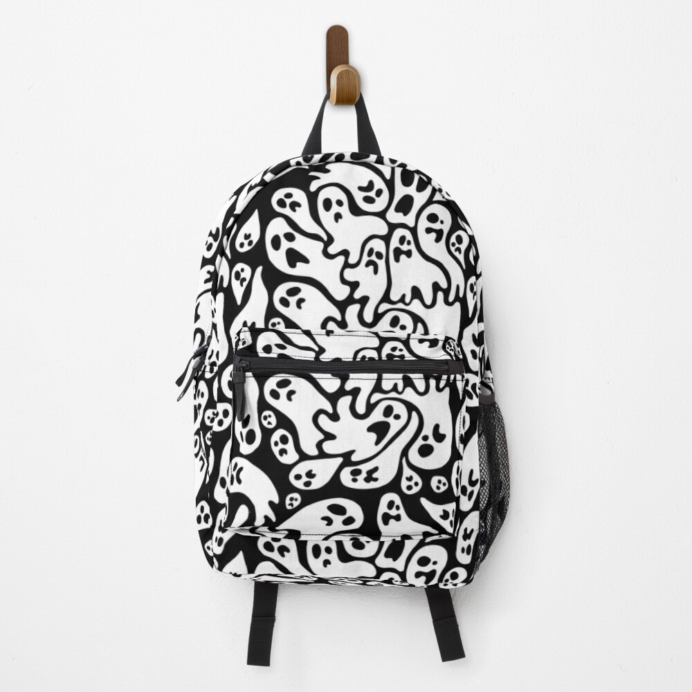 Black And White Ghost Pattern Backpack