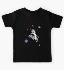 Camiseta para niños Unicorn Riding Narwhal en el espacio