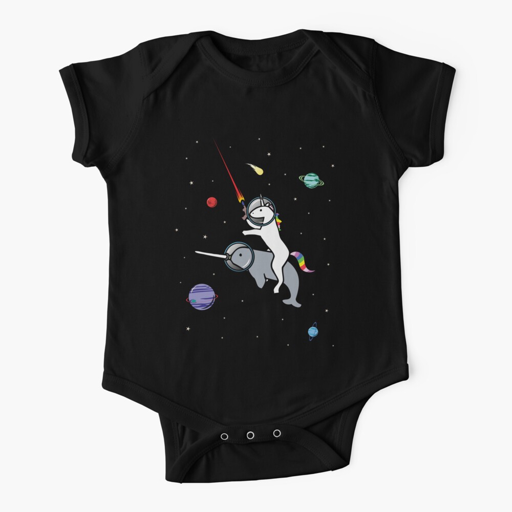 Unicorn Riding Narwhal In Space Baby One-Piece