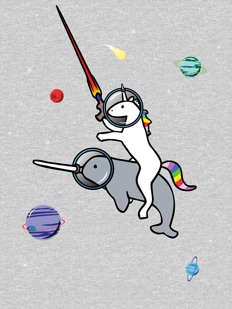 Unicorn Riding Narwhal In Space by jezkemp