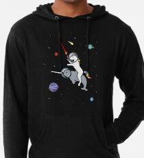 Unicorn Reiten Narwhal im Raum Leichter Hoodie